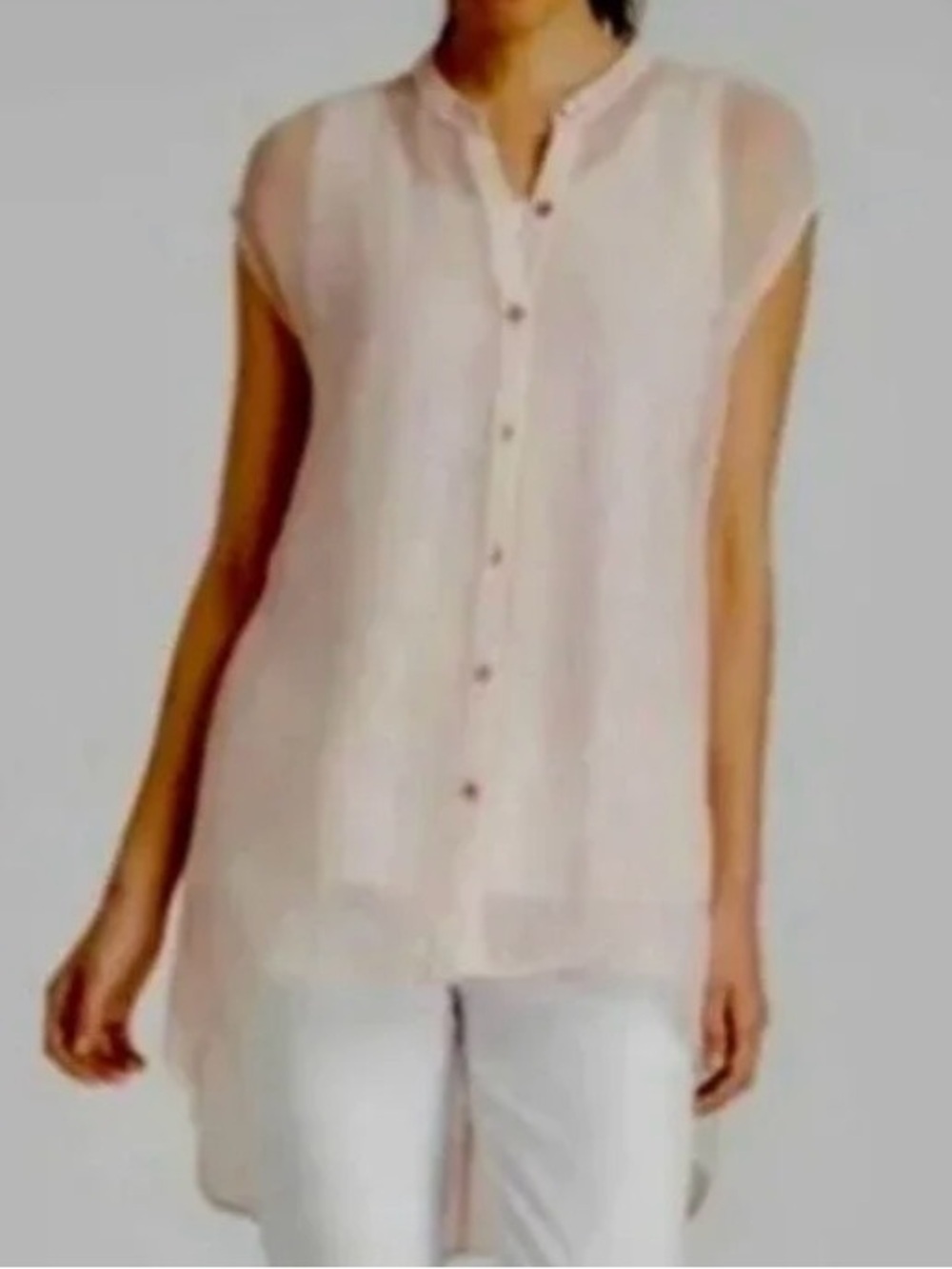 Eileen Fisher Shirt Women’s  Pink Organic Linen Mesh Tunic Coverup Size XL/TG